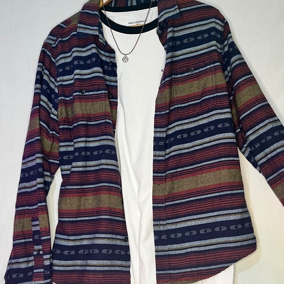 Mens Western Style Button Up Long Sleeve Aztec Pattern Casual Knitted Shirt - Picture 1 of 7